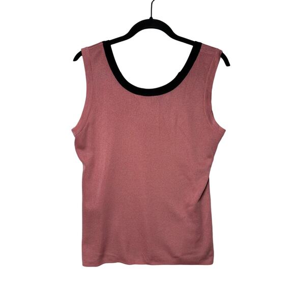 Exclusively Misook Petite Sleeveless Knit Shell Tank Top Pink Black Size L - Picture 5 of 8